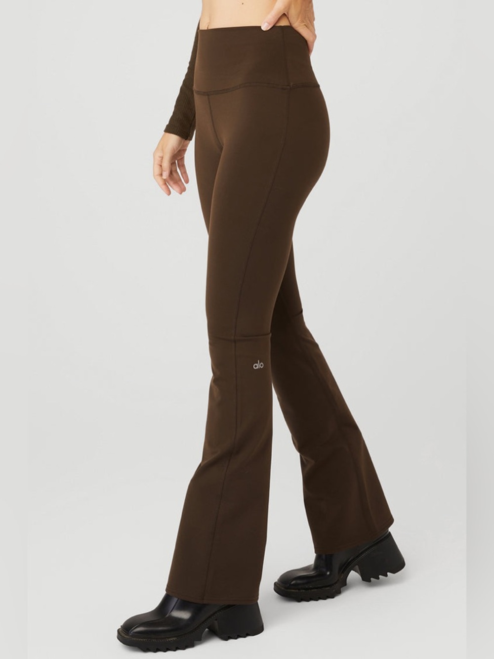 Alo Yoga Airbrush High-Waist Bootcut Legging Flare Espresso Brown Size Small